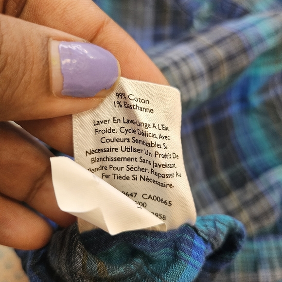 Eddie Bauer Women's Blue Plaid Mandarin Collar Button Down Shirt in 2XL - Picture 4 of 6